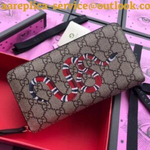 Replica Gucci 451273 Kingsnake print GG Supreme zip around wallet 2