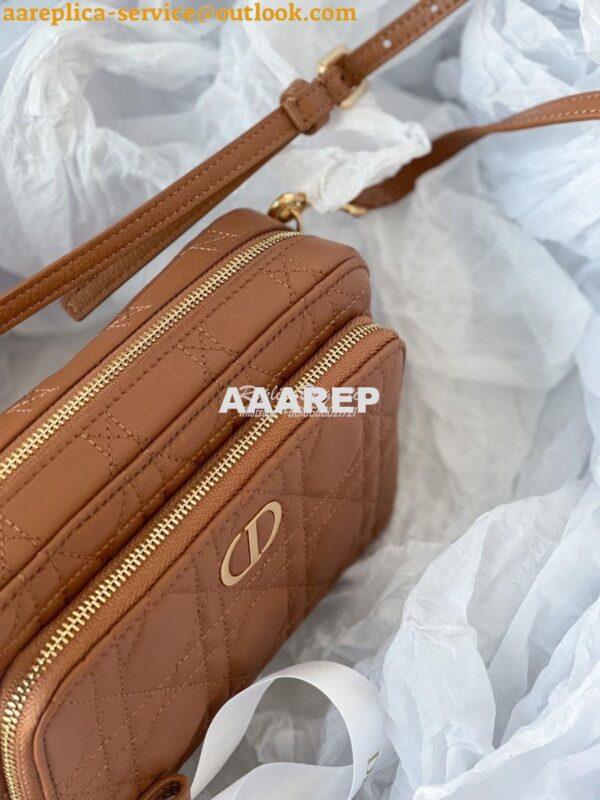 Replica Dior Caro Double Pouch Cognac Supple Cannage Calfskin S5037 4