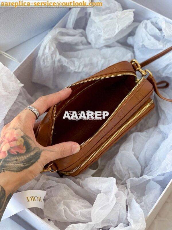Replica Dior Caro Double Pouch Cognac Supple Cannage Calfskin S5037 8