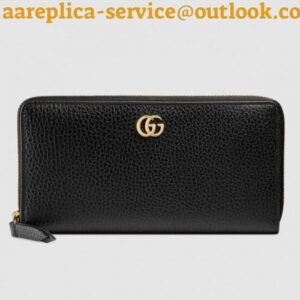 Replica Gucci 456117 GG Marmont leather zip around wallet Black