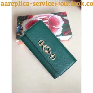 Replica Gucci 573612 Zumi grainy leather continental wallet dark green grainy leather 2