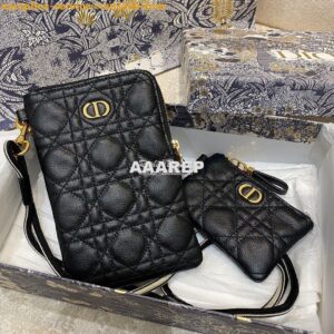 Replica Dior Caro Multifunctional Pouch Black Supple Cannage Calfskin