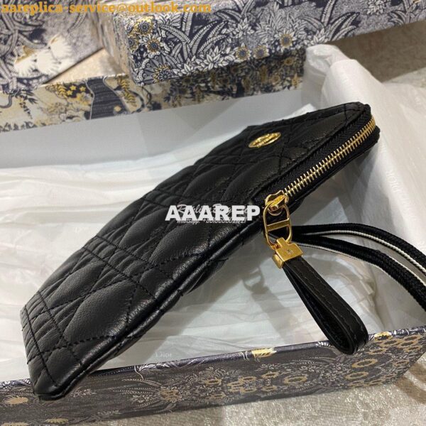 Replica Dior Caro Multifunctional Pouch Black Supple Cannage Calfskin 3