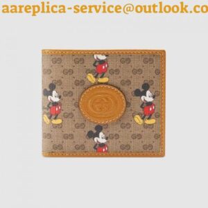 Replica Gucci 602547 Disney x Gucci wallet in Beige/ebony mini GG Supreme canvas