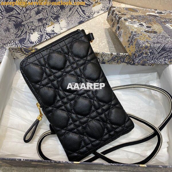 Replica Dior Caro Multifunctional Pouch Black Supple Cannage Calfskin 6