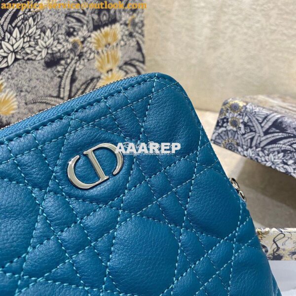 Replica Dior Caro Multifunctional Pouch Ocean Blue Supple Cannage Calf 3