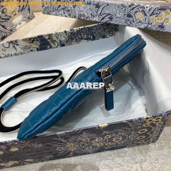 Replica Dior Caro Multifunctional Pouch Ocean Blue Supple Cannage Calf 4