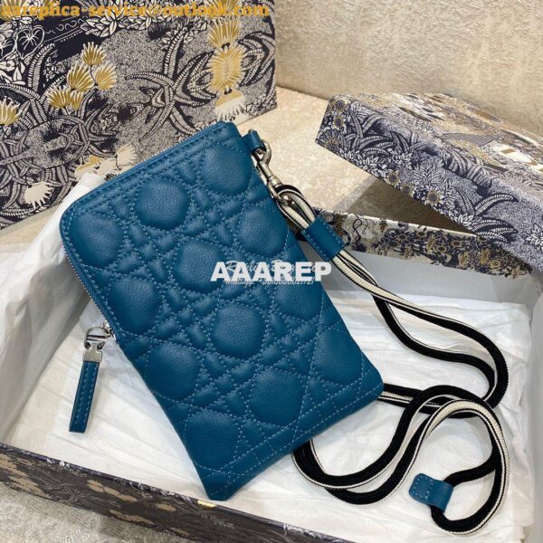 Replica Dior Caro Multifunctional Pouch Ocean Blue Supple Cannage Calf 6