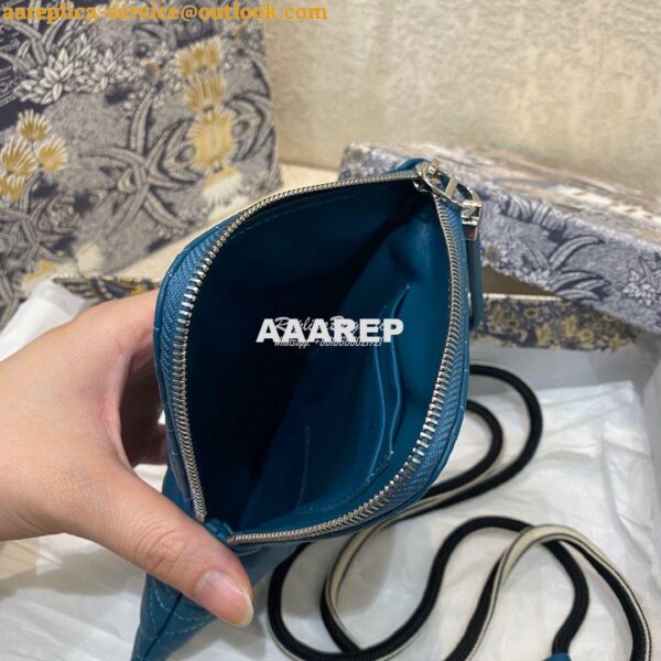 Replica Dior Caro Multifunctional Pouch Ocean Blue Supple Cannage Calf 8