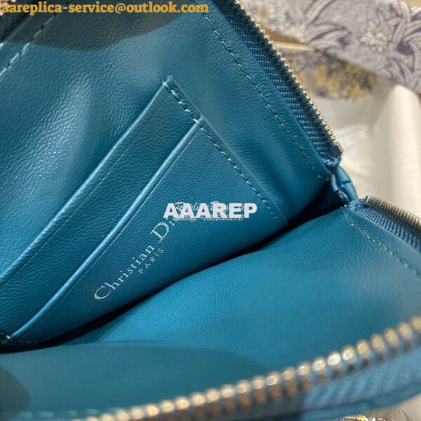Replica Dior Caro Multifunctional Pouch Ocean Blue Supple Cannage Calf 9