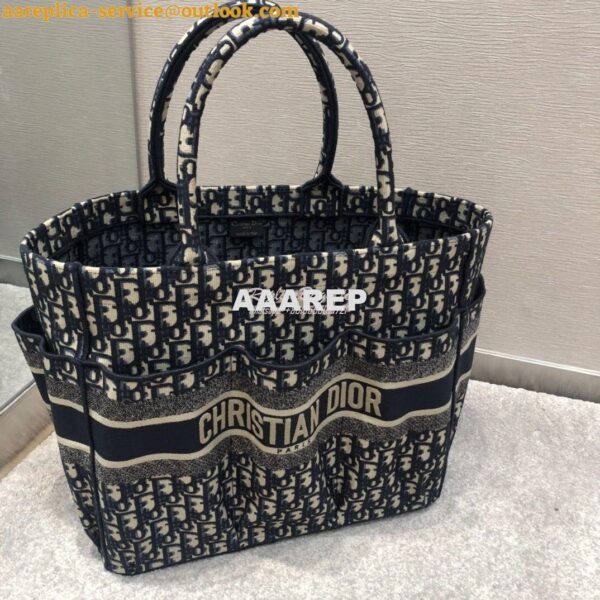 Replica Dior Catherine Tote Bag Blue Oblique Embroidery M1279 2