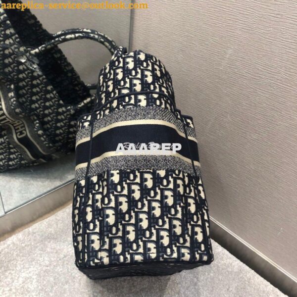 Replica Dior Catherine Tote Bag Blue Oblique Embroidery M1279 3