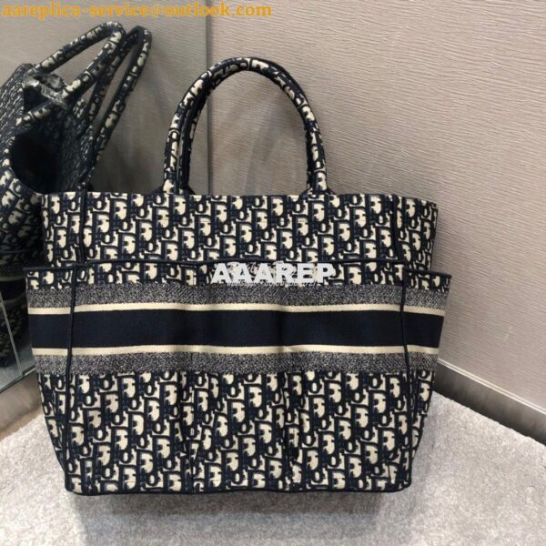 Replica Dior Catherine Tote Bag Blue Oblique Embroidery M1279 6