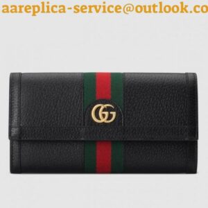 Replica Gucci Black Leather Ophidia Continental Wallet