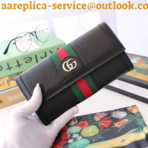 Replica Gucci Black Leather Ophidia Continental Wallet 2