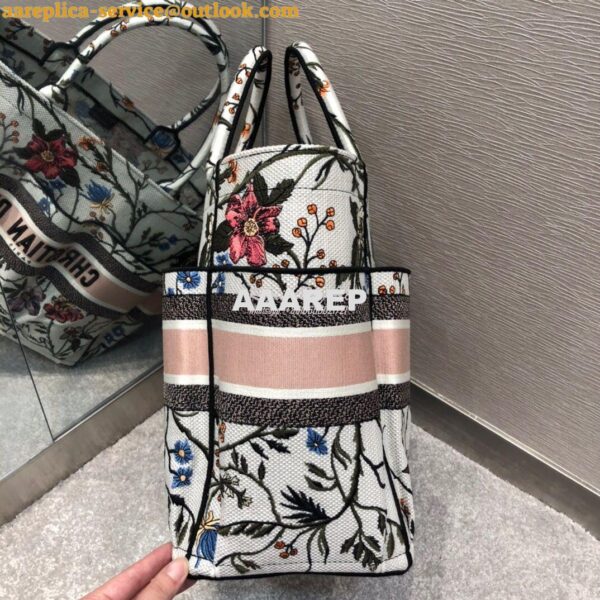 Replica Dior Catherine Tote Bag Rosa Mutabilis Embroidered Canvas M127 3