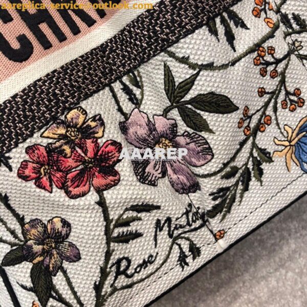 Replica Dior Catherine Tote Bag Rosa Mutabilis Embroidered Canvas M127 5