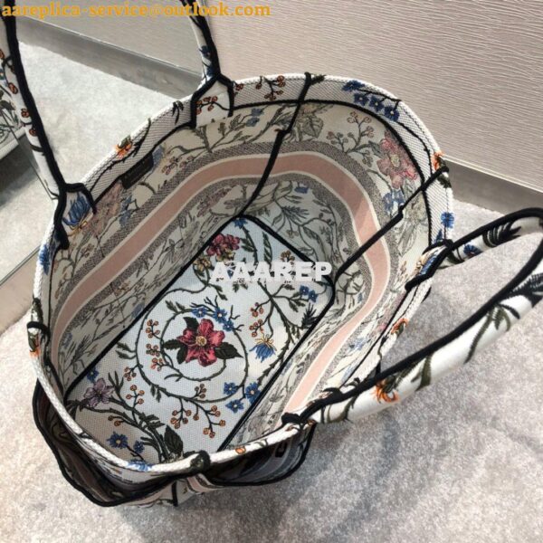 Replica Dior Catherine Tote Bag Rosa Mutabilis Embroidered Canvas M127 6