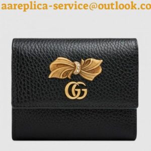 Replica Gucci Black Leather Wallet With Bow