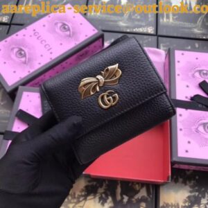 Replica Gucci Black Leather Wallet With Bow 2