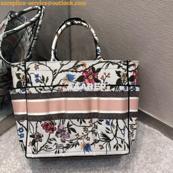 Replica Dior Catherine Tote Bag Rosa Mutabilis Embroidered Canvas M127 8