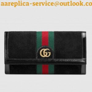 Replica Gucci Black Ophidia GG Suede Continental Wallet