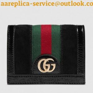 Replica Gucci Black Suede Ophidia Card Case Wallet