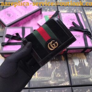 Replica Gucci Black Suede Ophidia Card Case Wallet 2