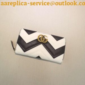 Replica Gucci Black/White GG Marmont Zip Around Wallet 2