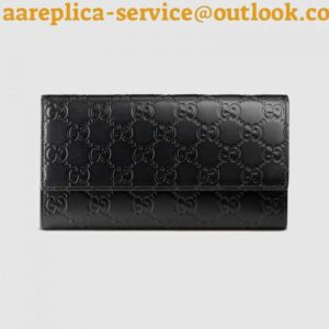 Replica Gucci Continental Flap Wallet In Black Guccissima Leather