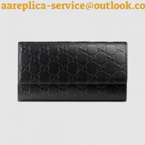 Replica Gucci Continental Flap Wallet In Black Guccissima Leather 2