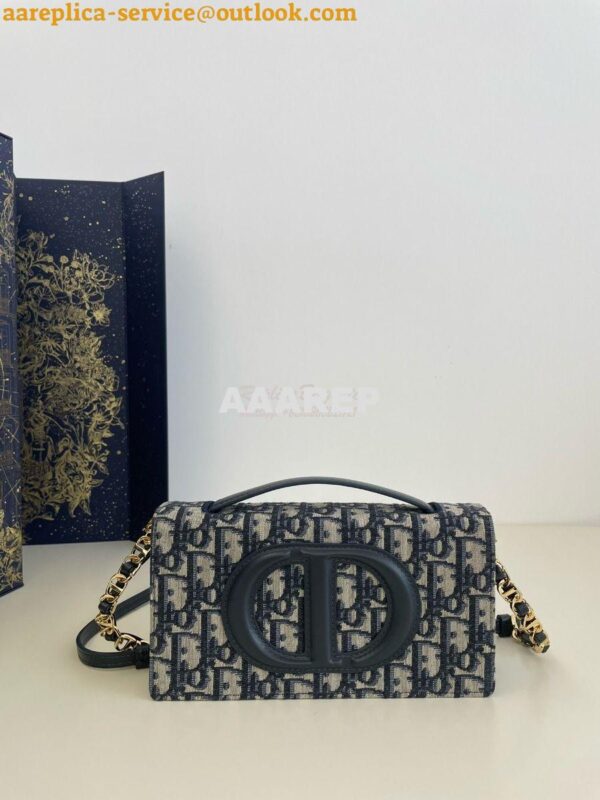 Replica Dior CD Signature Mini Bag Blue Oblique Jacquard S2209