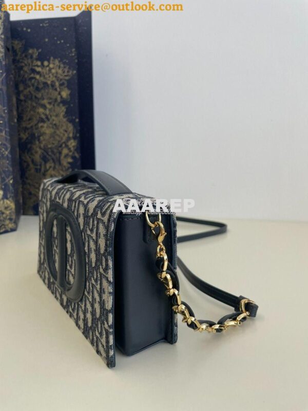 Replica Dior CD Signature Mini Bag Blue Oblique Jacquard S2209 3