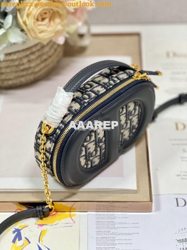 Replica Dior CD Signature Oval Camera Bag Blue Dior Oblique Jacquard 3