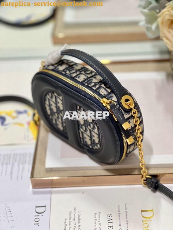 Replica Dior CD Signature Oval Camera Bag Blue Dior Oblique Jacquard 4