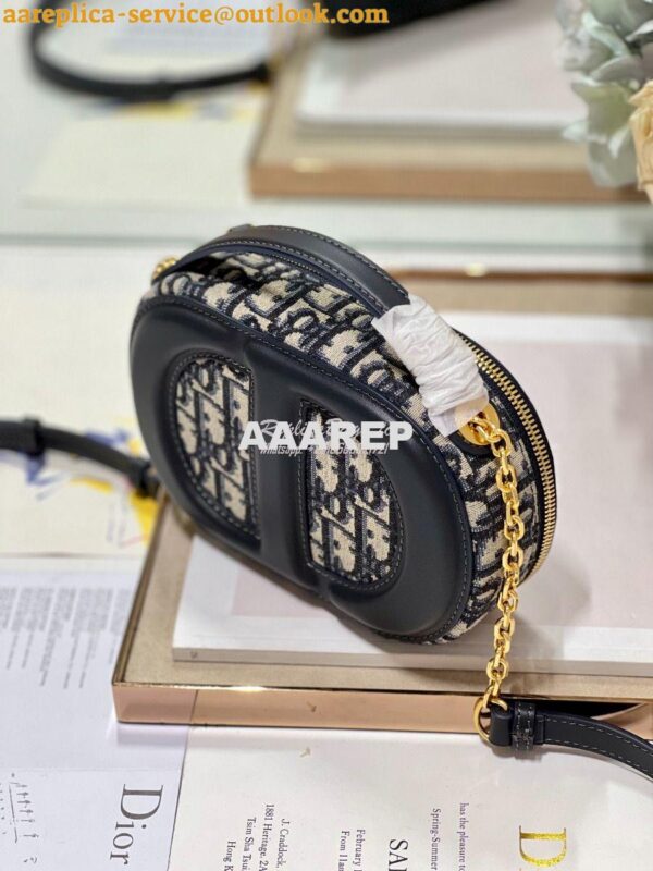 Replica Dior CD Signature Oval Camera Bag Blue Dior Oblique Jacquard 6