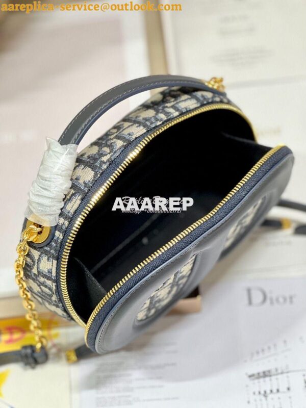Replica Dior CD Signature Oval Camera Bag Blue Dior Oblique Jacquard 8