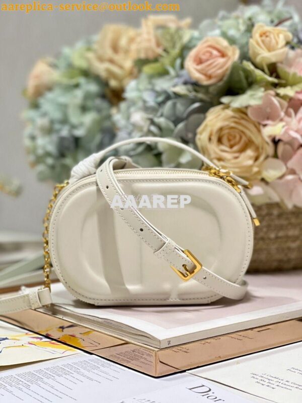 Replica Dior CD Signature Oval Camera Bag Latte Calfskin with Embossed 2