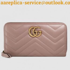 Replica Gucci Dusty Pink GG Marmont Zip Around Wallet