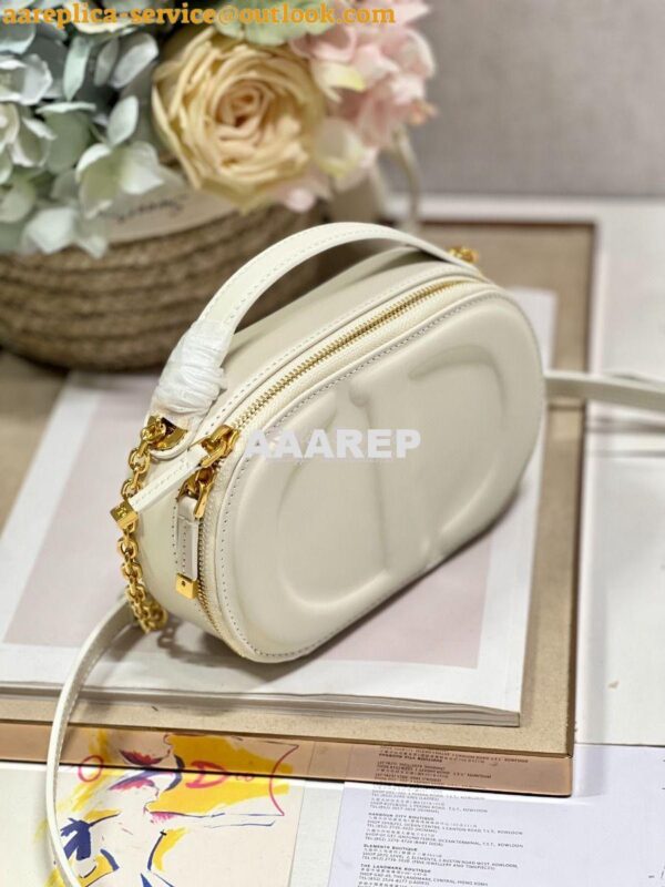 Replica Dior CD Signature Oval Camera Bag Latte Calfskin with Embossed 3