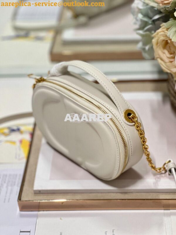 Replica Dior CD Signature Oval Camera Bag Latte Calfskin with Embossed 4