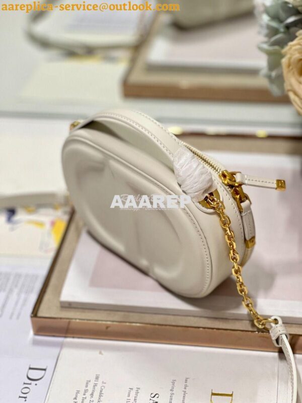 Replica Dior CD Signature Oval Camera Bag Latte Calfskin with Embossed 6