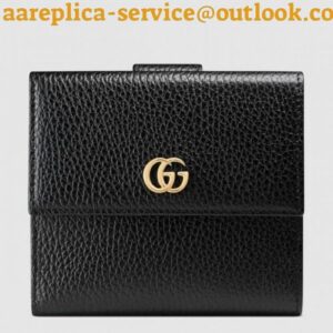 Replica Gucci French Flap Wallet In Black Leather