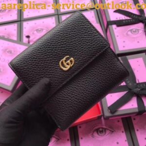 Replica Gucci French Flap Wallet In Black Leather 2