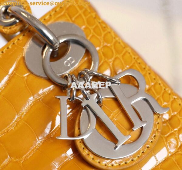 Replica Dior Crocodile Leather Mini Lady Dior Bag Jaune Amber 5