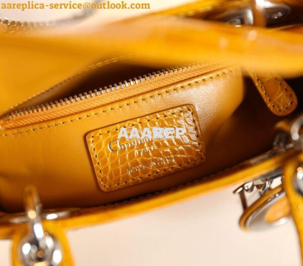 Replica Dior Crocodile Leather Mini Lady Dior Bag Jaune Amber 9