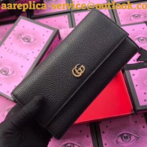 Replica Gucci GG Marmont Continental Wallet In Black Leather 2