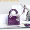 Replica Dior Crocodile Leather Mini Lady Dior Bag with Crystals in Cor