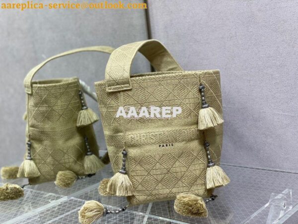 Replica Dior D-Bubble Bucket Bag Beige Cannage Embroidery with Straw E 3