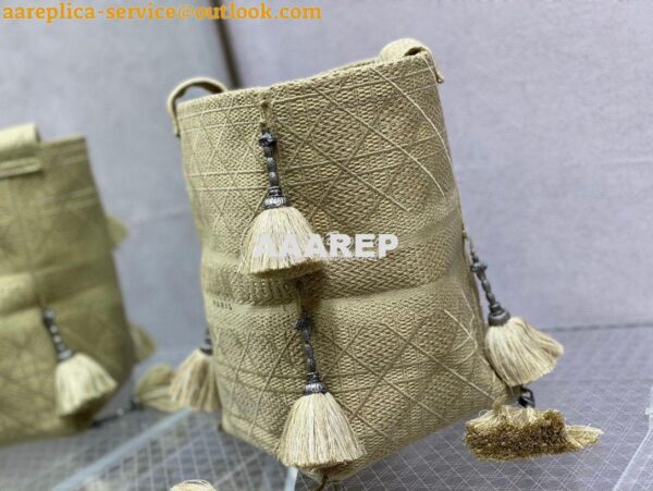 Replica Dior D-Bubble Bucket Bag Beige Cannage Embroidery with Straw E 8